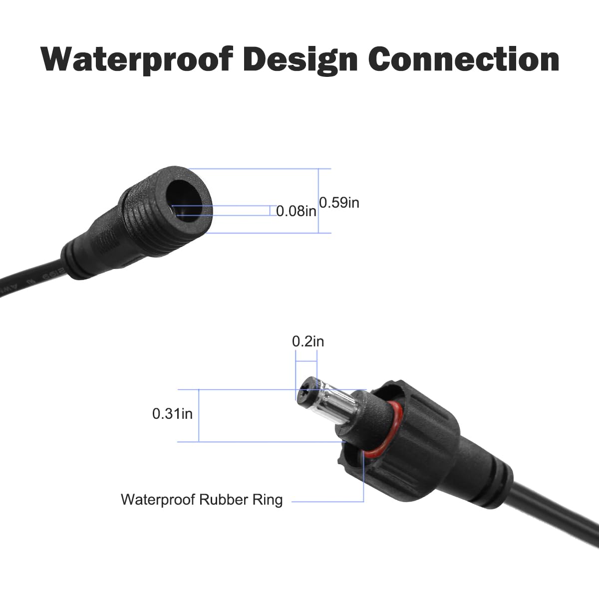 Inwa Bluetooth Outdoor Speaker Waterproof Extension Cords, Each Cord is 16ft Long, and 2 Cords Included, with Waterproof Joints and Rubber Sealing Rings, ONLY for MZ-511 (NOT Applicable to MZ-621)