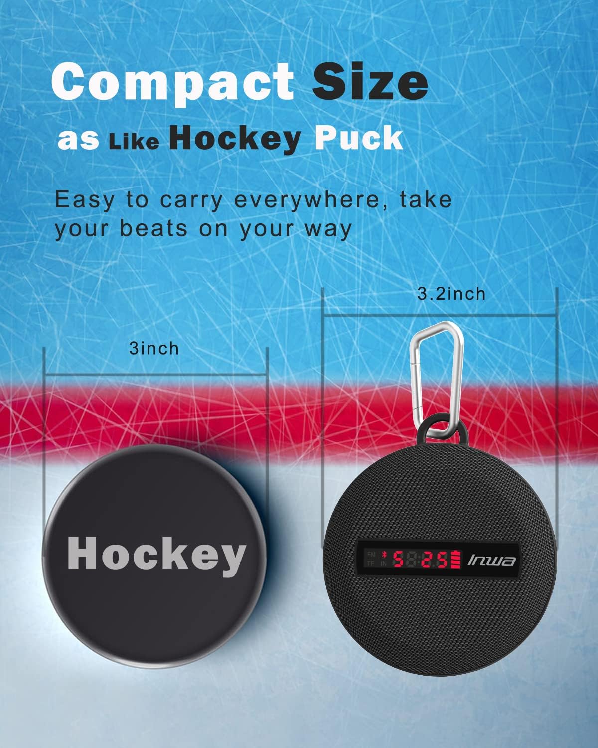 Inwa Portable Bluetooth Speaker, Bike Speaker with Speed Display, Wireless Speaker with 480 Mins Super Long of Playtime. Decent Sound, Compact Size and Loudness for Riding, Hiking, Showering, Golfing