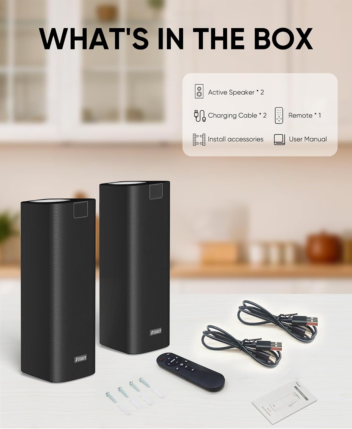 Inwa 400W Outdoor Bluetooth Speakers with Lights, IP65 Waterproof Wireless Stereo Speaker, Built-in Battery, Auracast Multi-Pairing, Wall Mount Sound System for Porch, Patio, Garage, Home