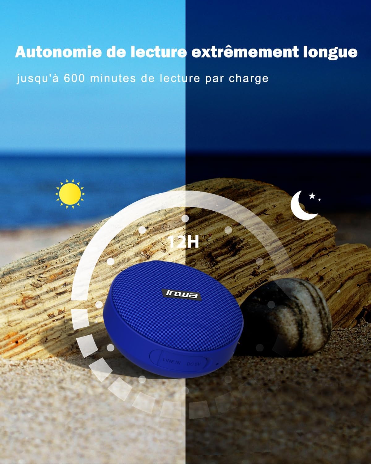 Inwa Outdoor Waterproof Bluetooth Speaker, Wireless Portable Shower Travel Bike Speaker, Enhanced Bass, Built in Mic for Bicycle Riding, Sports, Pool, Beach, Hiking (Blue)