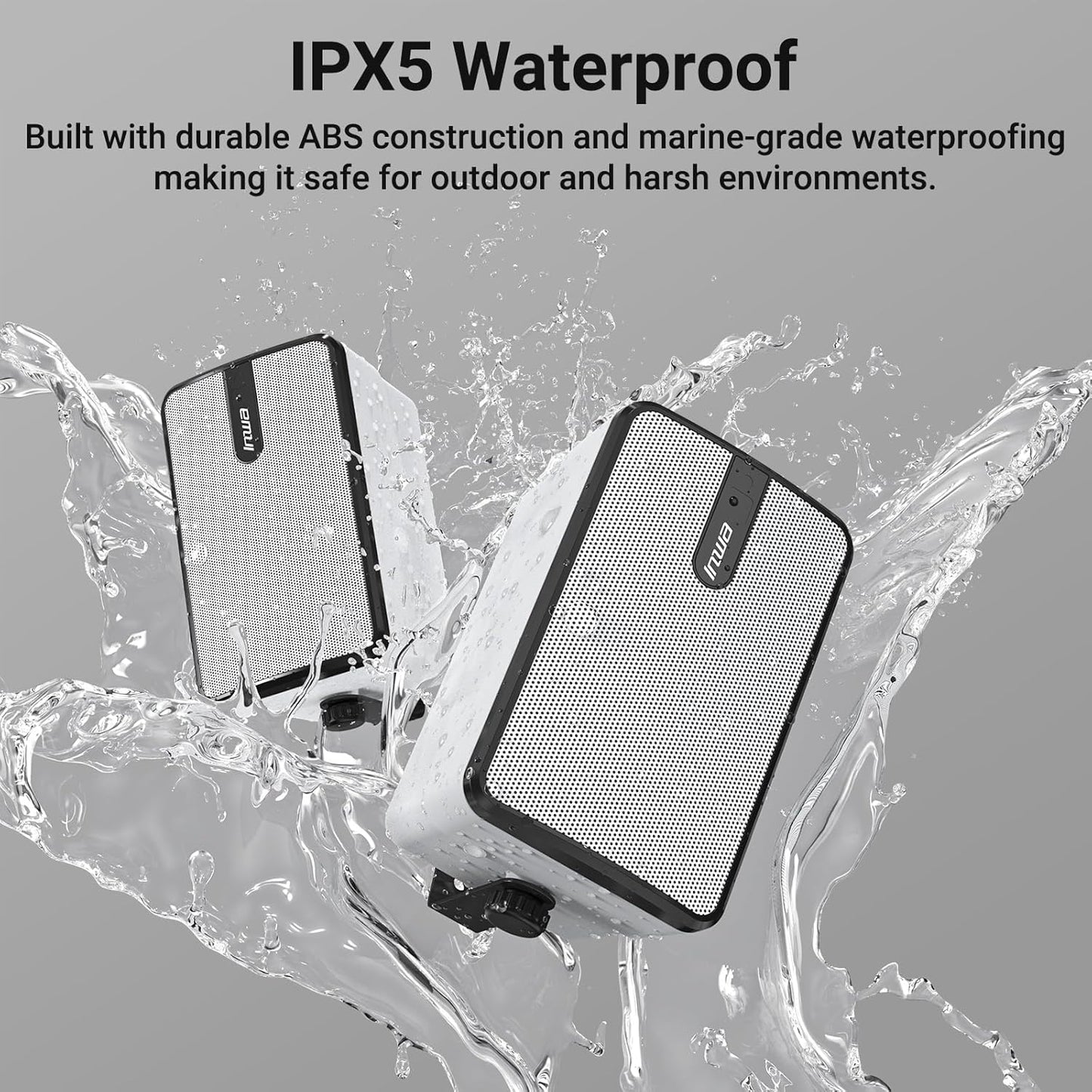 Inwa Upgraded Bluetooth Outdoor Speakers, IPX5 Waterproof Wall Mount Speaker, Powerful Bass, Wireless Sync Up to 100 Speakers, Indoor/Outdoor Sound System for Patio/Porch/Gazebo/Garage(MZ-632, 2 PCS)