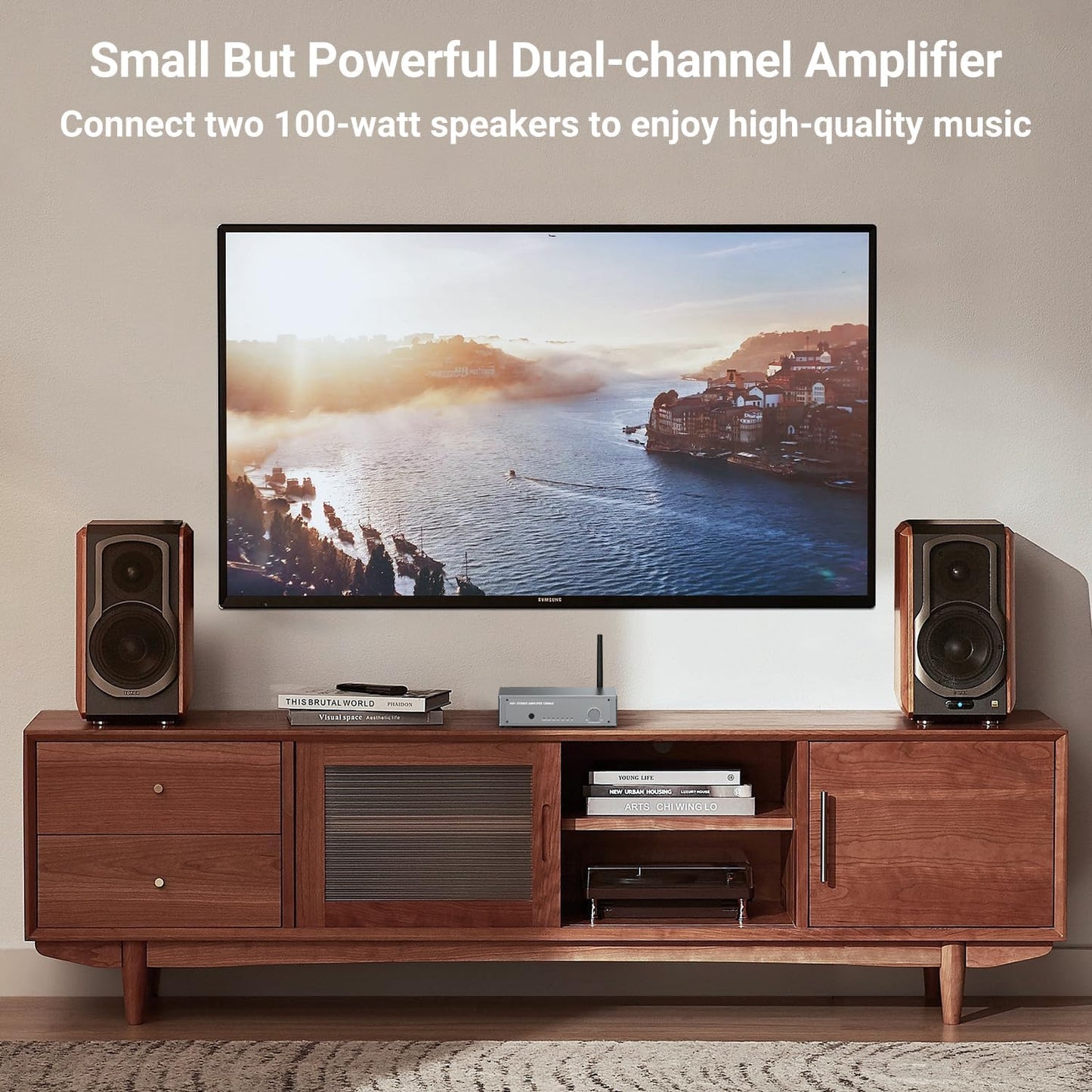 Inwa Bluetooth Audio Power Amplifier, 200W 2 Channel Amplifier Mini Hi-Fi Stereo Receiver, Stereo Amp w/HDMI(ARC), Opt, Coax, USB, RCA, for Home Speakers 100W x 2 with Bass and Treble Control