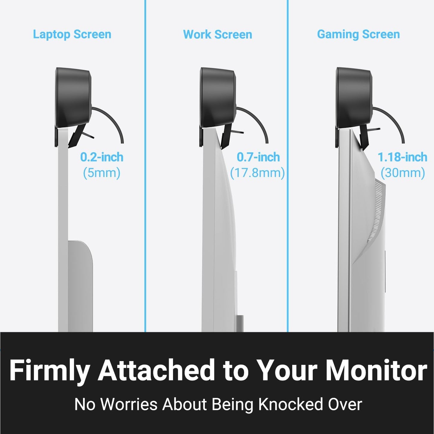 Inwa Computer Speakers for Desktop PC, USB Monitor Speaker Bar with Clip-On, Wired Desk Speakers with HD Stereo Loud Sound, Laptop Speaker Mini Sound Bar, Easily Clamps to Monitor