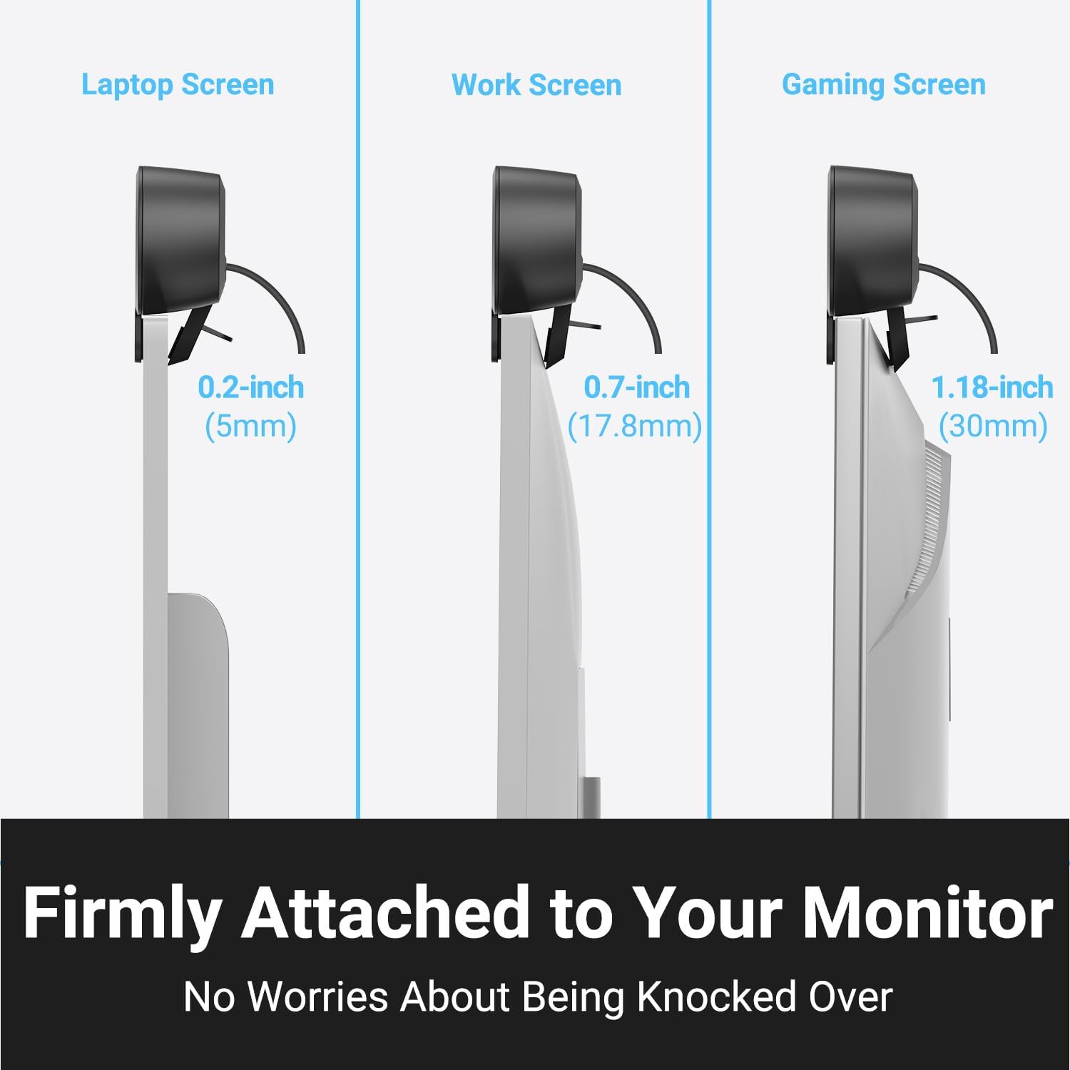 Inwa Computer Speakers for Desktop PC, USB Monitor Speaker Bar with Clip-On, Wired Desk Speakers with HD Stereo Loud Sound, Laptop Speaker Mini Sound Bar, Easily Clamps to Monitor