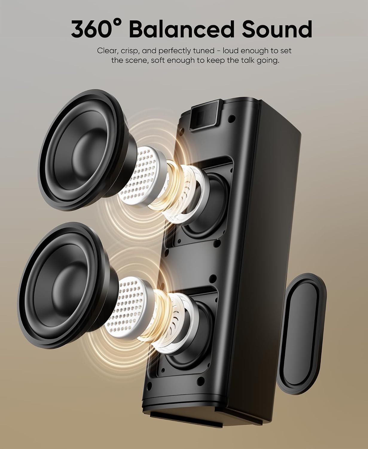 Inwa 400W Outdoor Bluetooth Speakers with Lights, IP65 Waterproof Wireless Stereo Speaker, Built-in Battery, Auracast Multi-Pairing, Wall Mount Sound System for Porch, Patio, Garage, Home