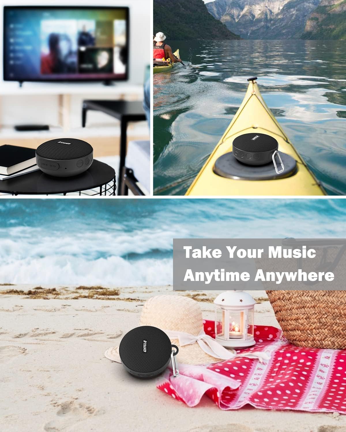Inwa Bluetooth Bicycle Speakers with TF Card Mode, Waterproof Wireless Portable Traveling Bike Speaker, Built in Mic for Bicycle Riding, Showering, Hiking, Pool, Beach, Golfing(Black)