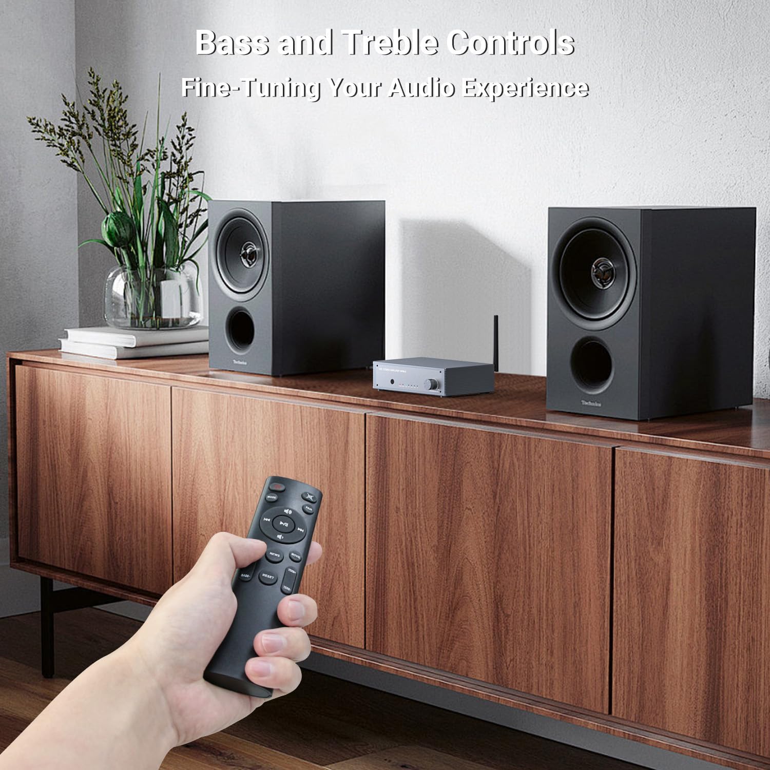 Inwa Bluetooth Audio Power Amplifier, 200W 2 Channel Amplifier Mini Hi-Fi Stereo Receiver, Stereo Amp w/HDMI(ARC), Opt, Coax, USB, RCA, for Home Speakers 100W x 2 with Bass and Treble Control