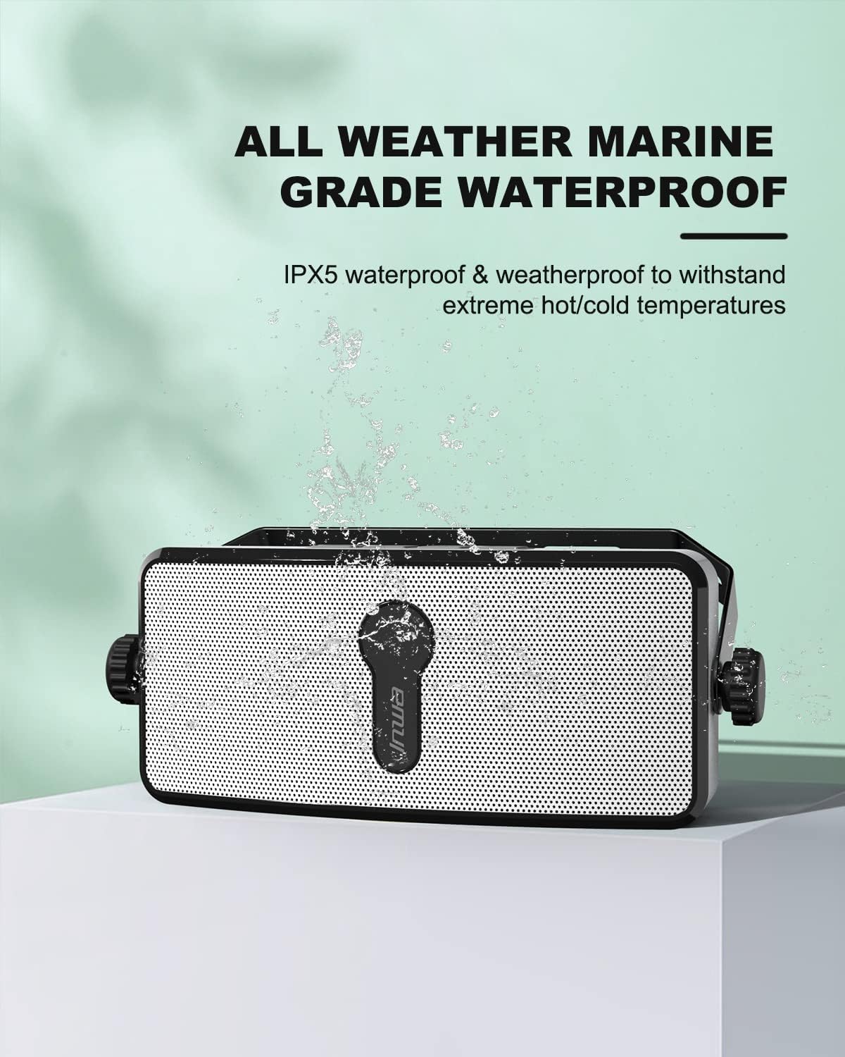 Inwa Bluetooth Outdoor Speaker, IPX5 Waterproof Wall Mount Speaker, Wireless Sync Up to 100 Speakers, Connect Seamlessly to Phone, Computer, Echo Dot, Suitable for Patio, Porch, Gazebo, Garage, 2 PCS