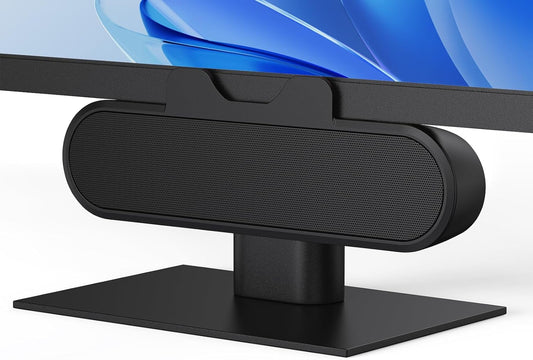 Inwa Computer Speakers for Desktop PC, USB Monitor Speaker Bar with Clip-On, Wired Desk Speakers with HD Stereo Loud Sound, Laptop Speaker Mini Sound Bar, Easily Clamps to Monitor