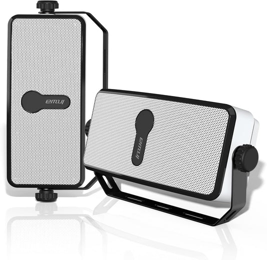 Inwa Bluetooth Outdoor Speaker, IPX5 Waterproof Wall Mount Speaker, Wireless Sync Up to 100 Speakers, Connect Seamlessly to Phone, Computer, Echo Dot, Suitable for Patio, Porch, Gazebo, Garage, 2 PCS